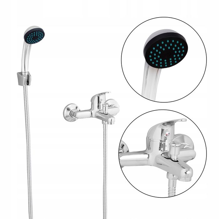 Bateria Wannowa Ścienna Prysznicowa Natryskowa Chrom Kran Do Wanny Hit