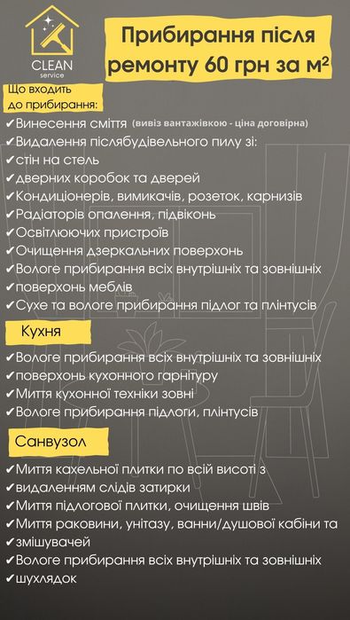 Клінінг , Прибирання квартир, будинків