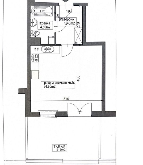 Kawalerka 34,5m2 | ekspozycja południowa | taras 16,8 m2