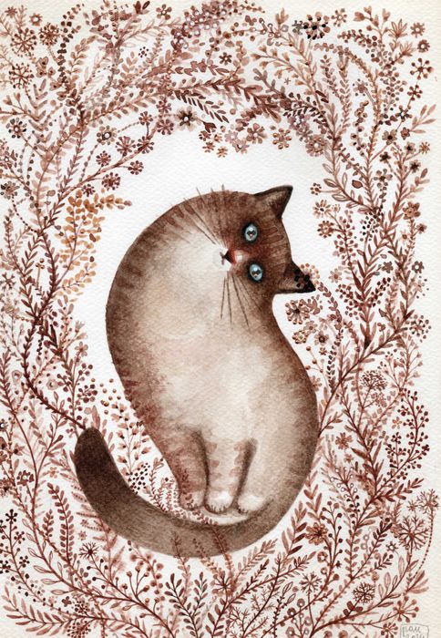 Kotek - oryginalna, ręcznie malowana akwarela a4