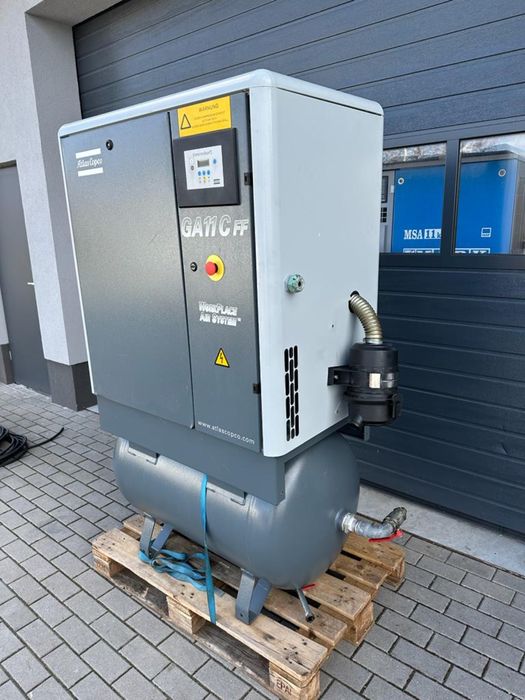 Kompresor 11KW śrubowy sprężarka Atlas Copco GA 11 FF osuszacz komplet