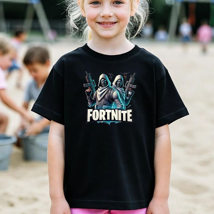 Koszulka dziecięca czarna Fortnite Skin postać Gry prezent święta 140