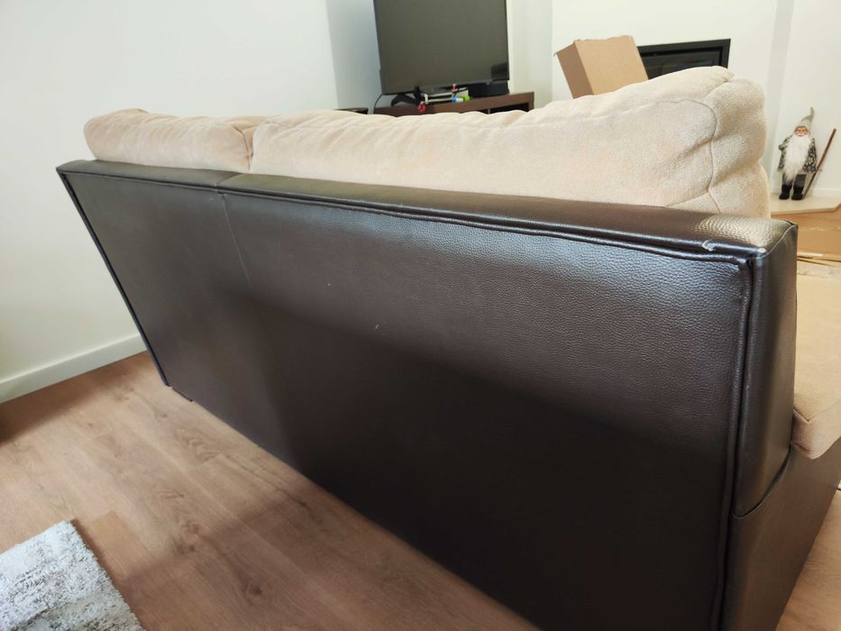 Sofá-cama 2 lugares bege – bom estado