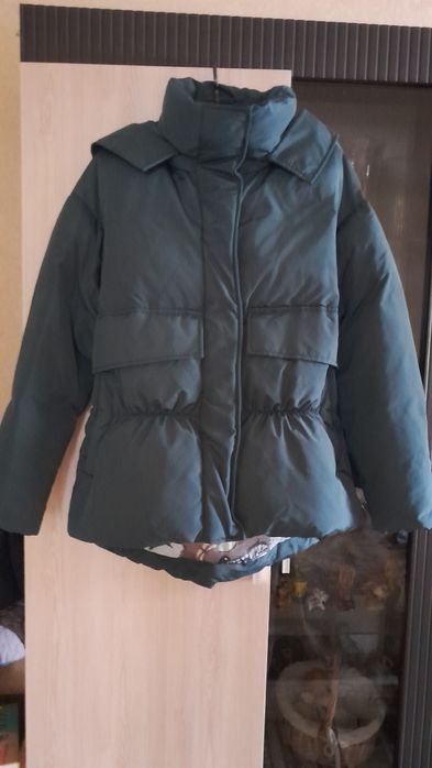 Пуховик зеленый размер m-l