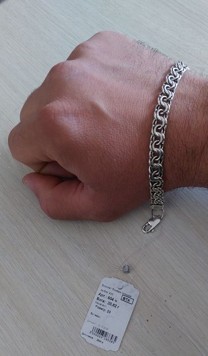 Новий Срібний чоловічий браслет бісмарк в 925°