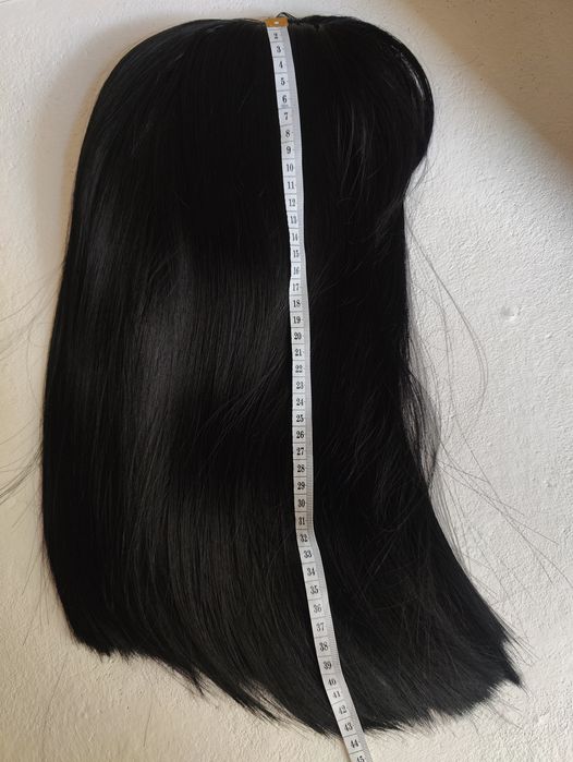 Nowa realistyczna peruka wig bob kare z grzywką kolor czarny