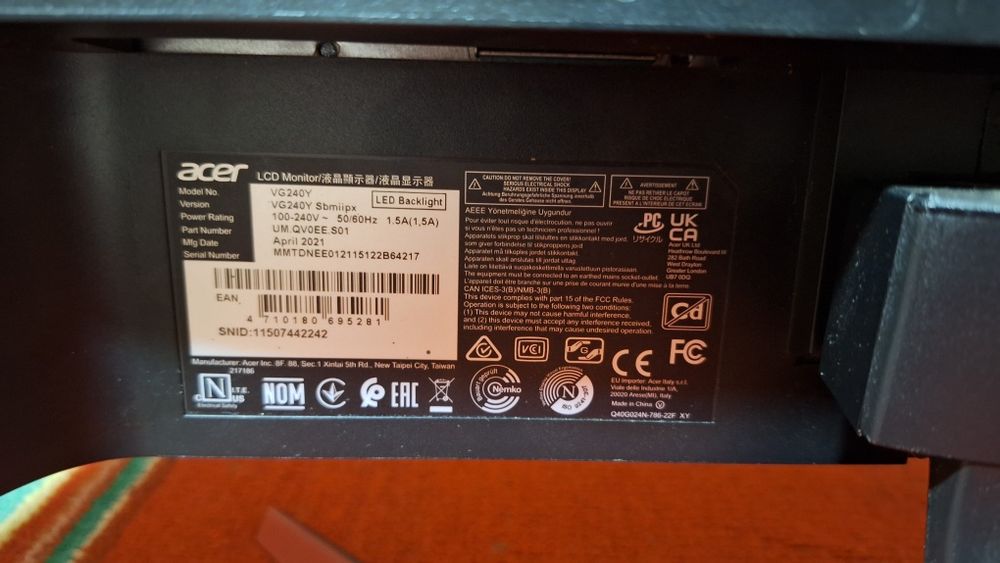 Игровой монитор Acer 24 VG240Y 165 гц