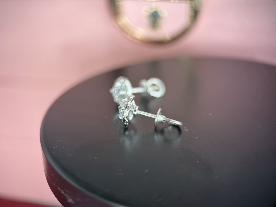 Сережки з діамантами GIA 1.08ct золото 585 бриллианты