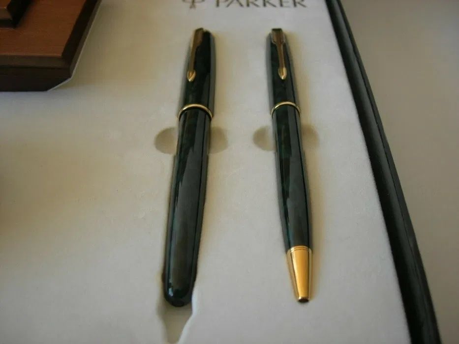 Conjunto Canetas Parker Sonnet Verde Marmoreado Aparo + Ballpoint
