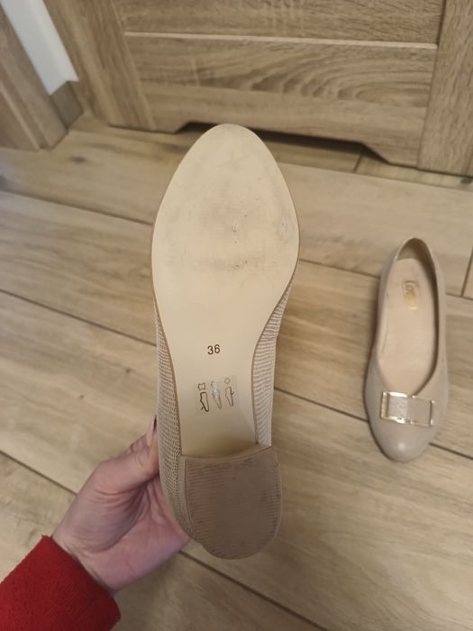 Damskie beżowo złote eleganckie damskie buty na obcasie w rozmiarze 36