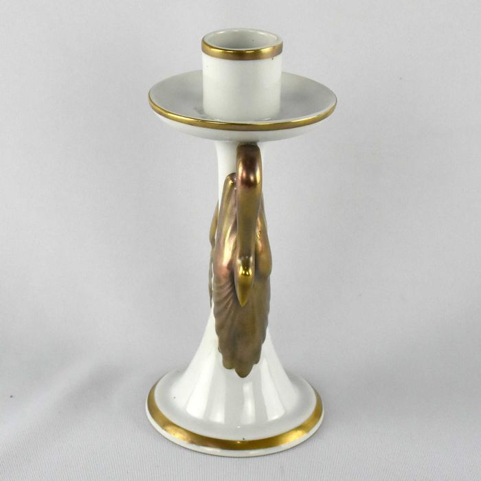 Castiçal em porcelana Artibus com dourados