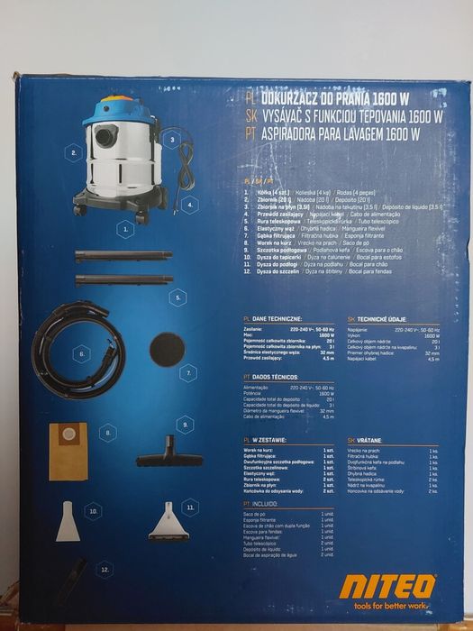 Nowy Odkurzacz wodny Niteo W srebrny/szary