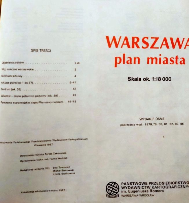 Warszawa, plan miasta z 1987 r.