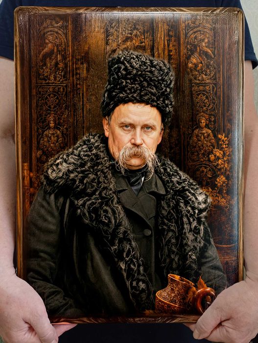 Тарас Григорович Шевченко портрет, картина на дереві.
