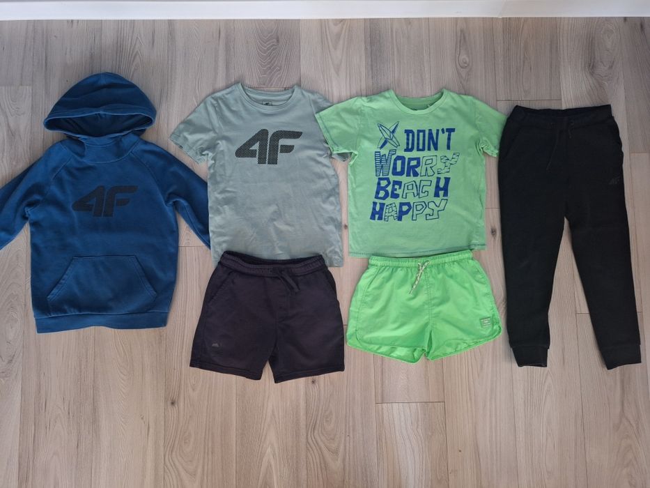 Paka 134 bluza 4F 140 szorty kąpielowe Zara t-shiry Cool Club spodnie
