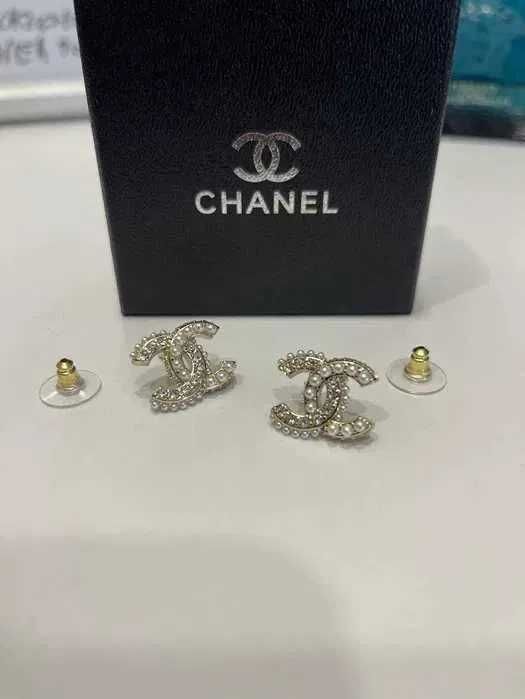 kolczyki złote chanel oryginalne nowe do uszu błyszczące