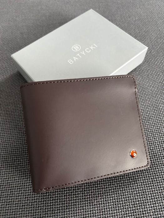 NOWY Batycki portfel męski naturalna skóra brązowy