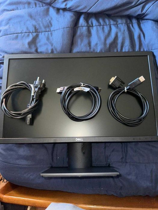 Monitor Dell E2220h cabos cadeado e caixa