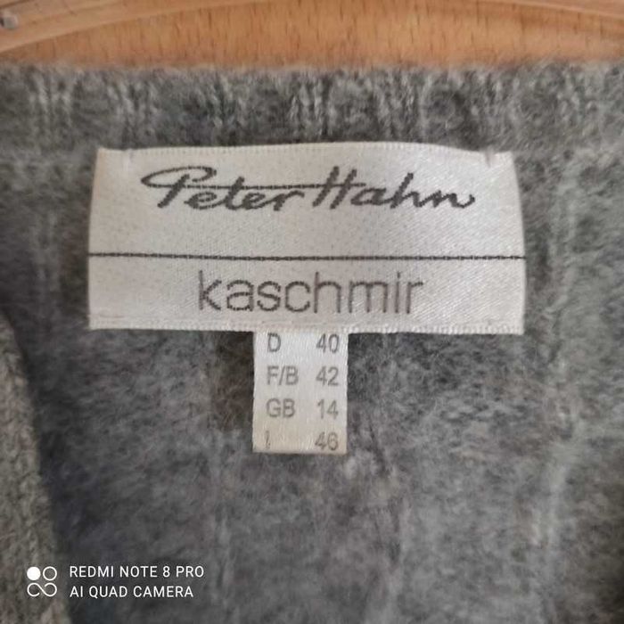 Sweter kaszmirowy wzór warkocz szary serek S 36