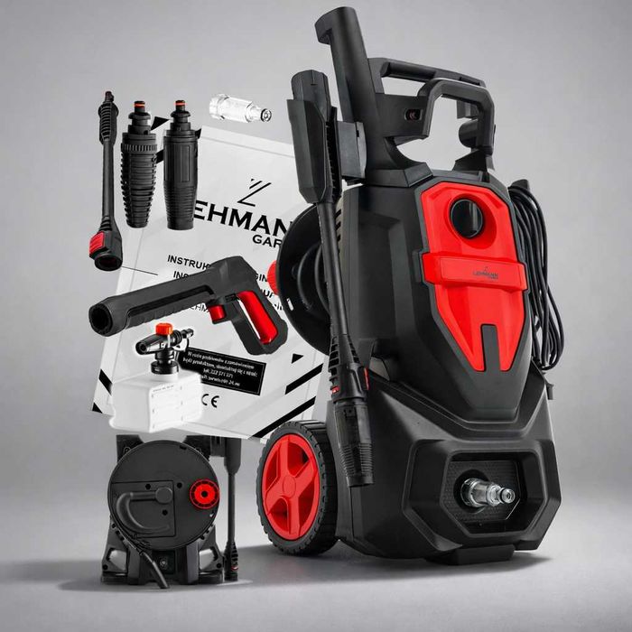 Mocna myjka ciśnieniowa 260 bar   Zwijacz na wąż  2 dysze  Samossąca