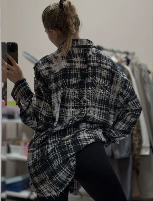 Рубашки лонги в стилі balenciag chrome heart miu miu