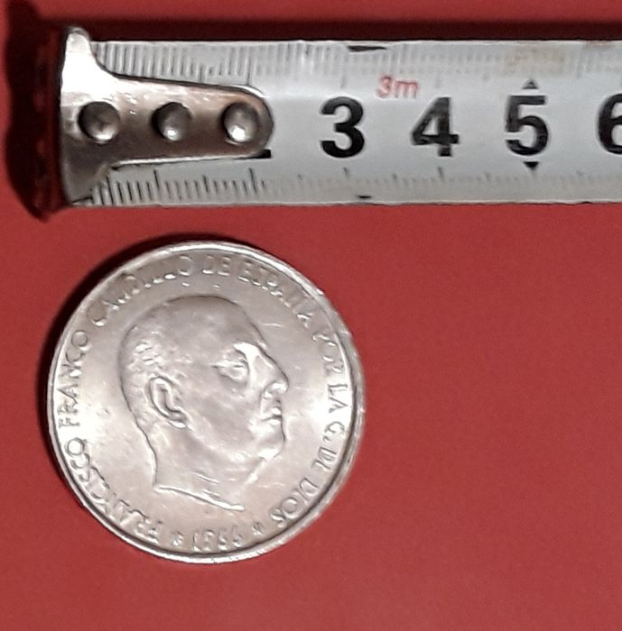 Moeda 100 (cien / cem) pesetas - Francisco Franco - 1966 em prata