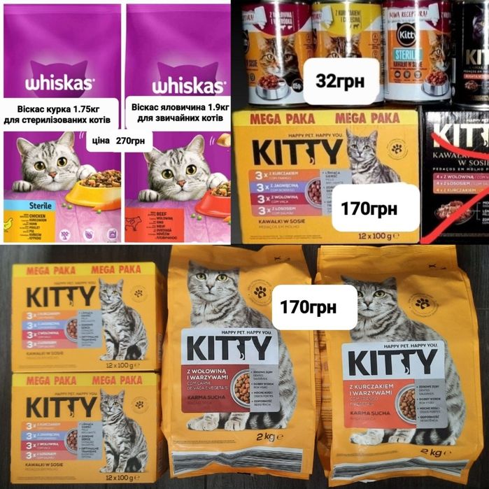 Сухий корм для котів Пуріна Кітті Віскас
