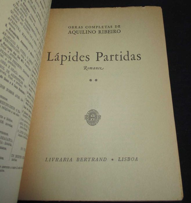 Livro Lápides Partidas Aquilino Ribeiro
