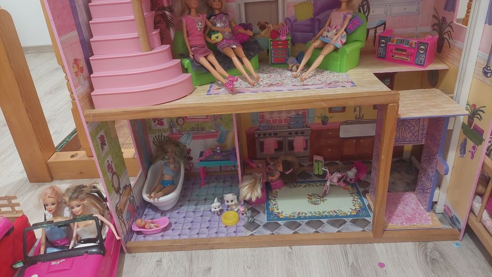 Domek duży drewniany z akcesoriami