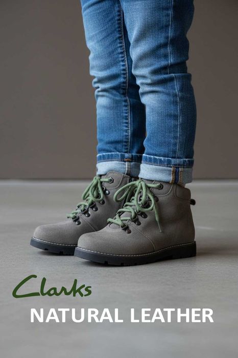 Clarks Heath Hike Youth trzewiki skórzane szare rozm. 33