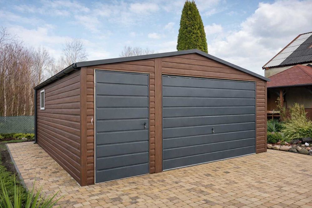 Garaż Blaszany 4,5x6 Drewnopodobny PREMIUM | Brama Uchylna | NOWOŚĆ