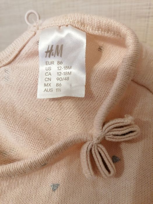 Sukienka bawełniana H&M r. 86, delikatna z długim rękawem