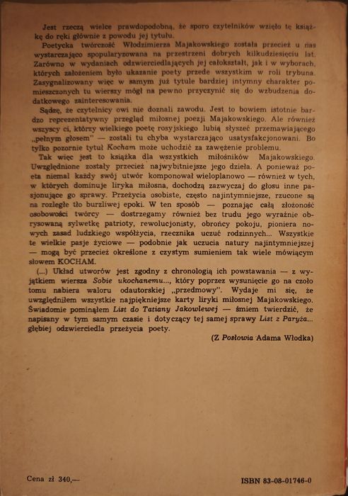 Zbiór wierszy "Miłość" Włodzimierza Majakowskiego