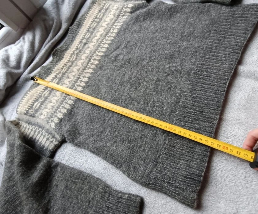Sweter wełniany gruby szary, 100% wełna