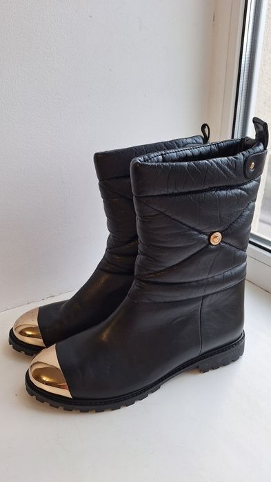 Жіночі чоботи, шкіра нат.хутро