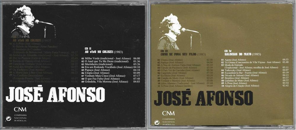 José Afonso	- - - - -		As Últimas Gravações	- - - - -	4 X CD
