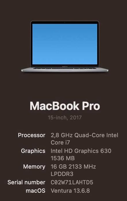Apple MacBook Pro 15'' 2017р.