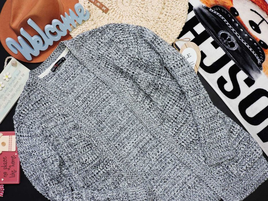 Fishbone sweterek kardigan narzutka XL