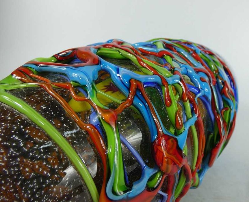 Duży Szklany kolorowy Wazon Murano kwiat 31,5 cm 3,8 kg