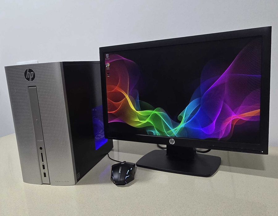 Computador AMD com Monitor HP Pro de 20 polegadas/ SSD/ Windows/ Office
