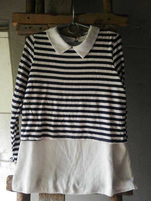 Bluzka z kołnierzykiem paski koszula M L