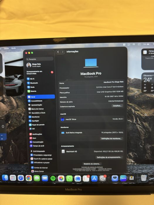 Apple MacBook Pro 2019 | 16" | i7- 9750H | 16 GB | 512 GB SSD | 5300M 4 GB | cinzento espacial | PT