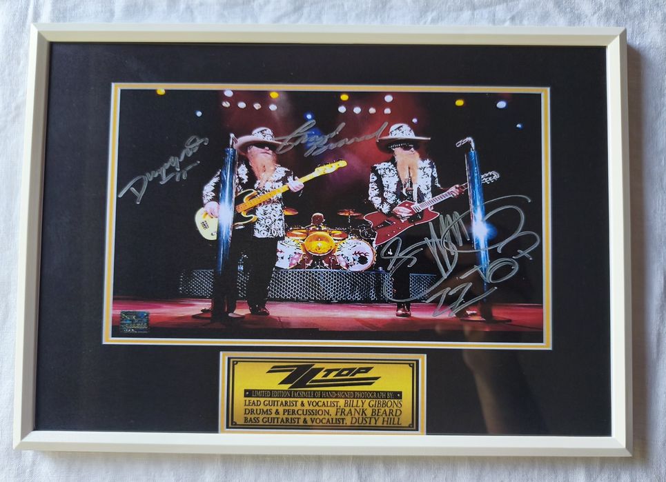 Moldura Band ZZ Top com Autógrafos (A4)