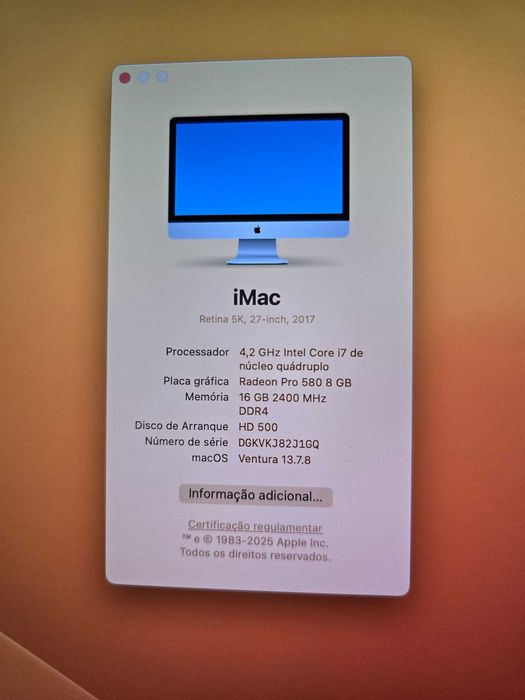 iMac 27" 2017 Intel Core i7, 16Gb Radeon 580 8Gb