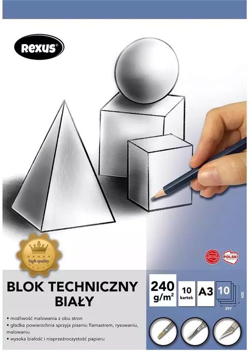 Blok techniczny A3/10K biały Premium. Beniamin. Nowy Produkt