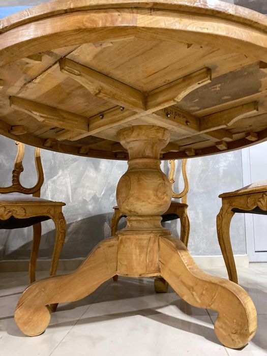 Stół dąb okragly drewno oczyszczony biedermeier