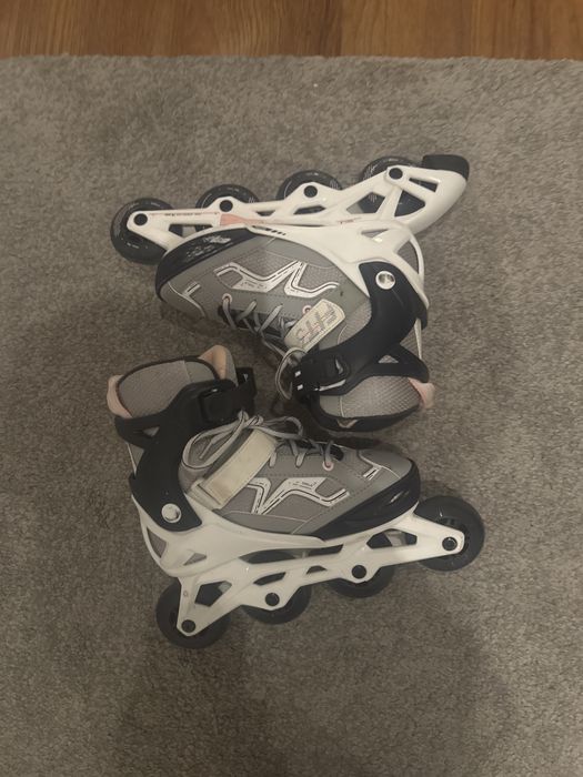 Patins em linha oxelo cinza e rosa  ótimo estado 35a38