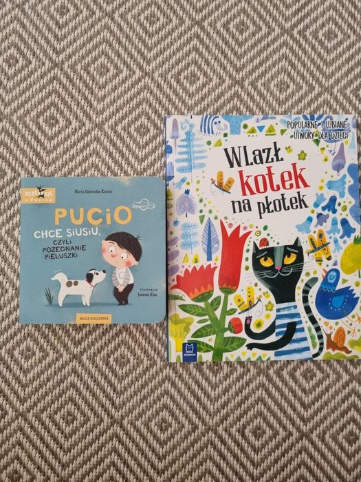 2 książki: pucio chce siusiu oraz wlazl kotek na płotek