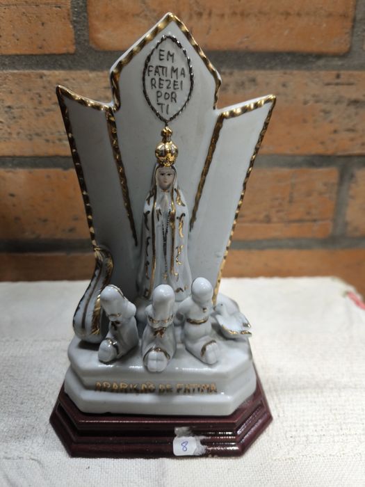 Estatueta Antiga Aparição de Fátima Porcelana