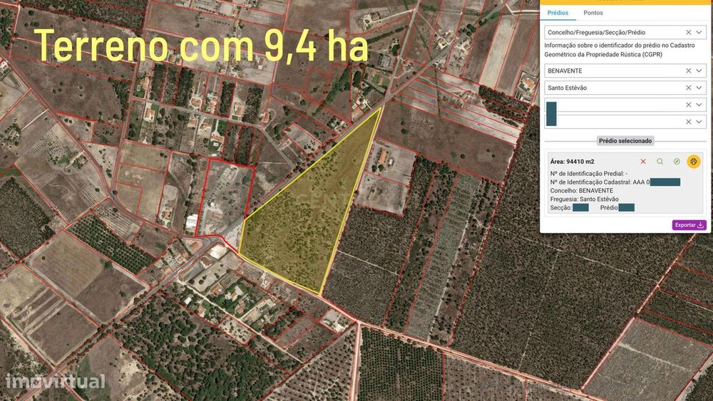 Land Plot of 94,000 m² in the Area of the New Lisbon Airport, Santo Estêv